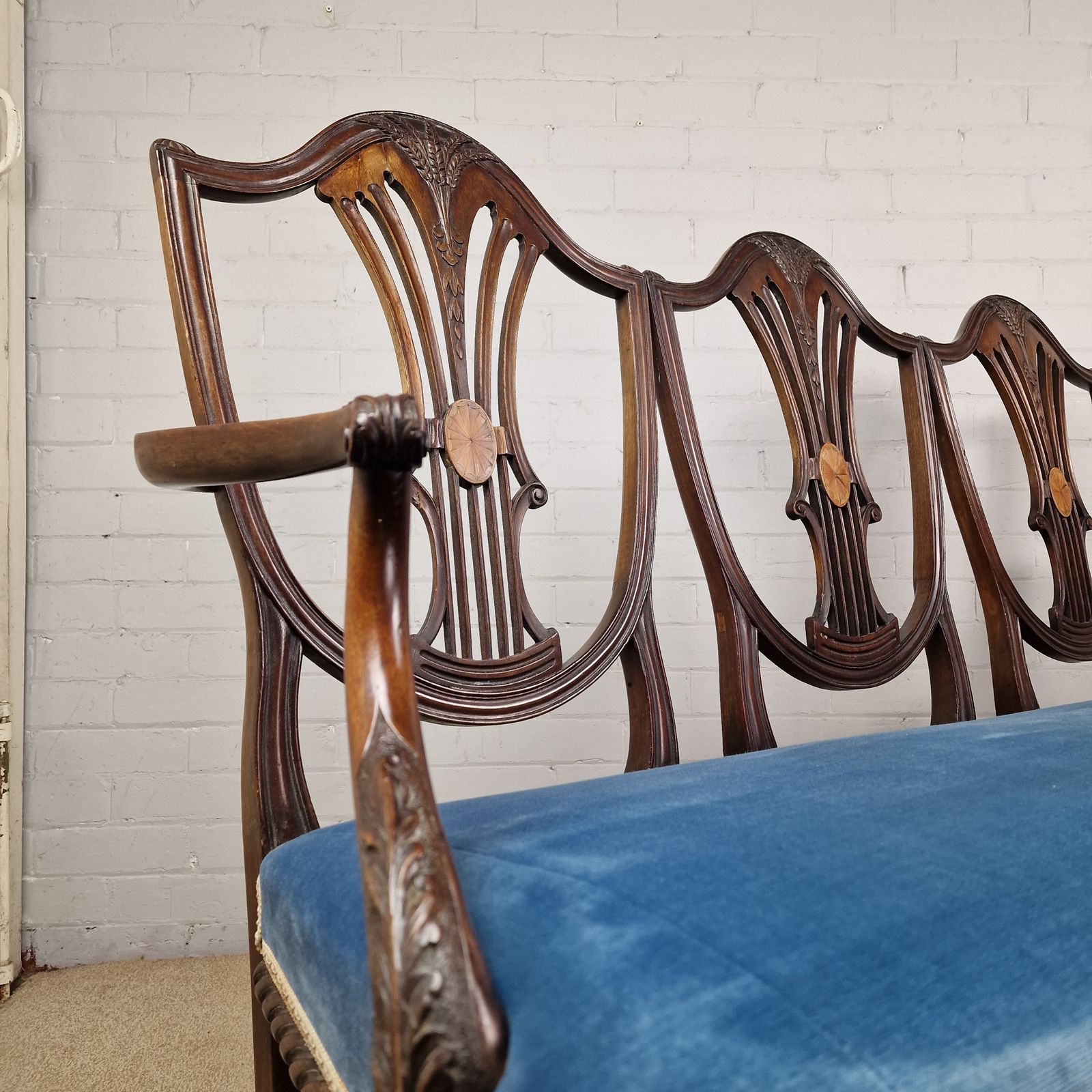 Original Victorian Sheraton Style Three Seat Sofa / Settee photo for sale