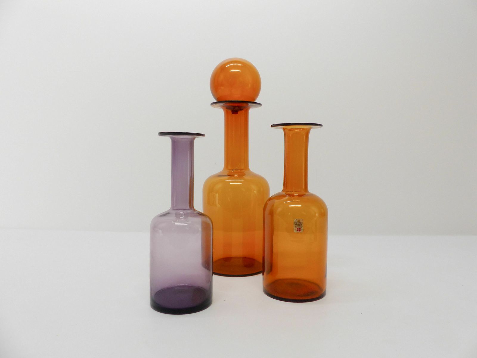 Set Of 3 Scandinavian Bottle Vases Otto Brauer 1960