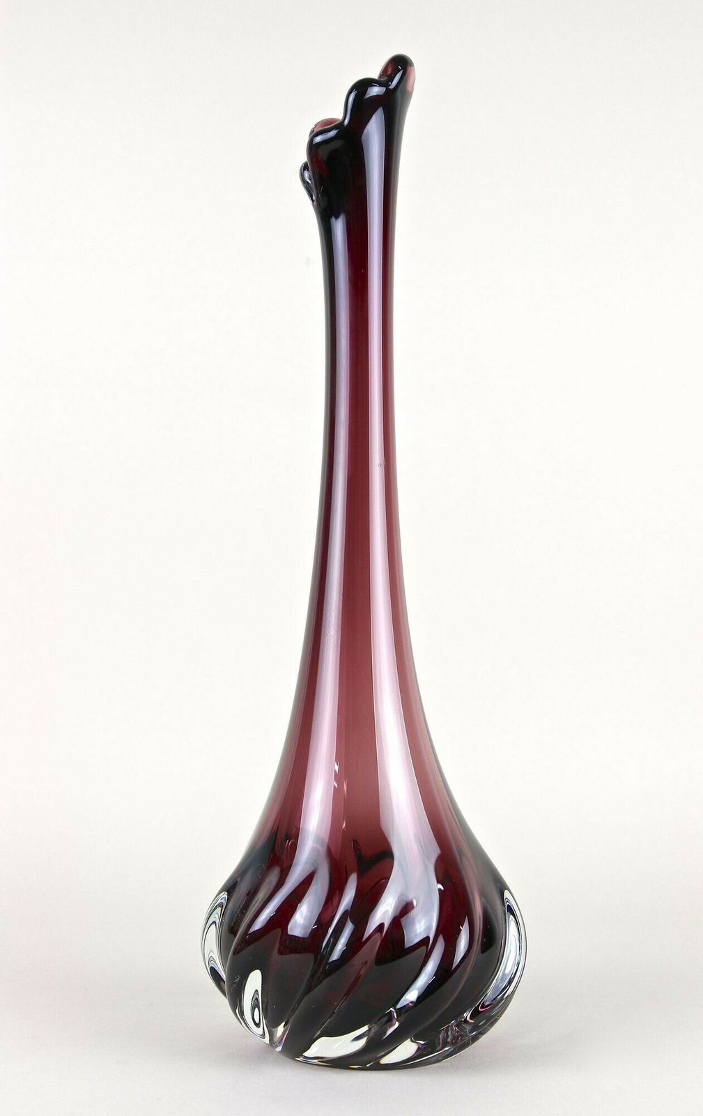 Bordeaux Red Murano Glass Long Neck Vase, 20th Century, Italy Circa 1970 photo Home Decor