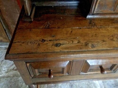 Antique Oak Rustic Farmhouse Kitchen Console Table Jacobean Revival Sideboard Dresser Plate Rack Early 1900's photo buy