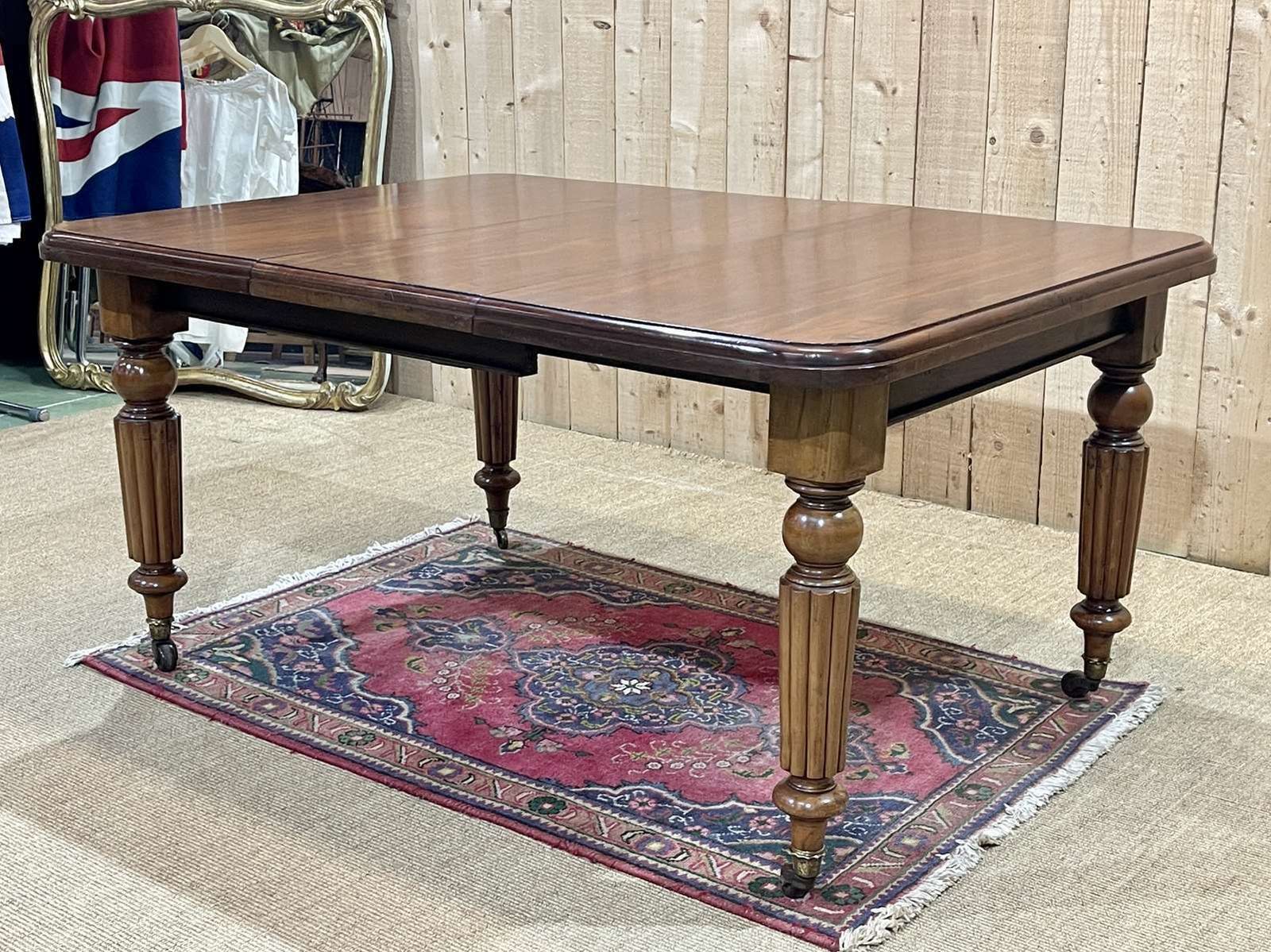 Furniture Victorian Mahogany Crank Table From The 19th Century With 1 Extension photo