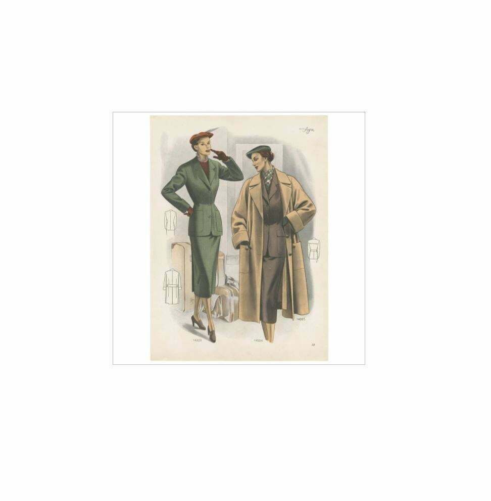 Vintage Fashion Print 'Pl. 14323' Published In Ladies Styles, 1952 photo Art