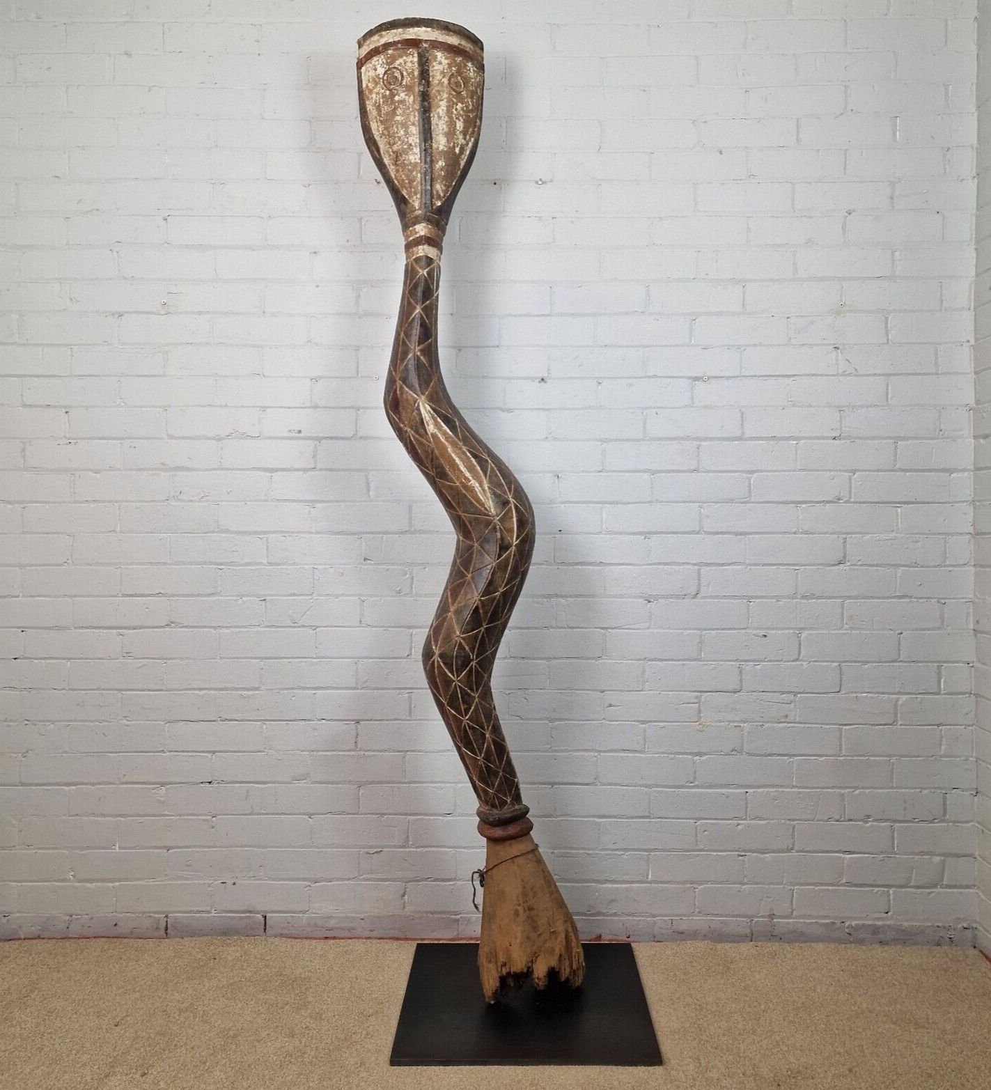 Carved Polychrome Baga Bansonyi Snake Sculpture Headdress, Guinea 20th Century