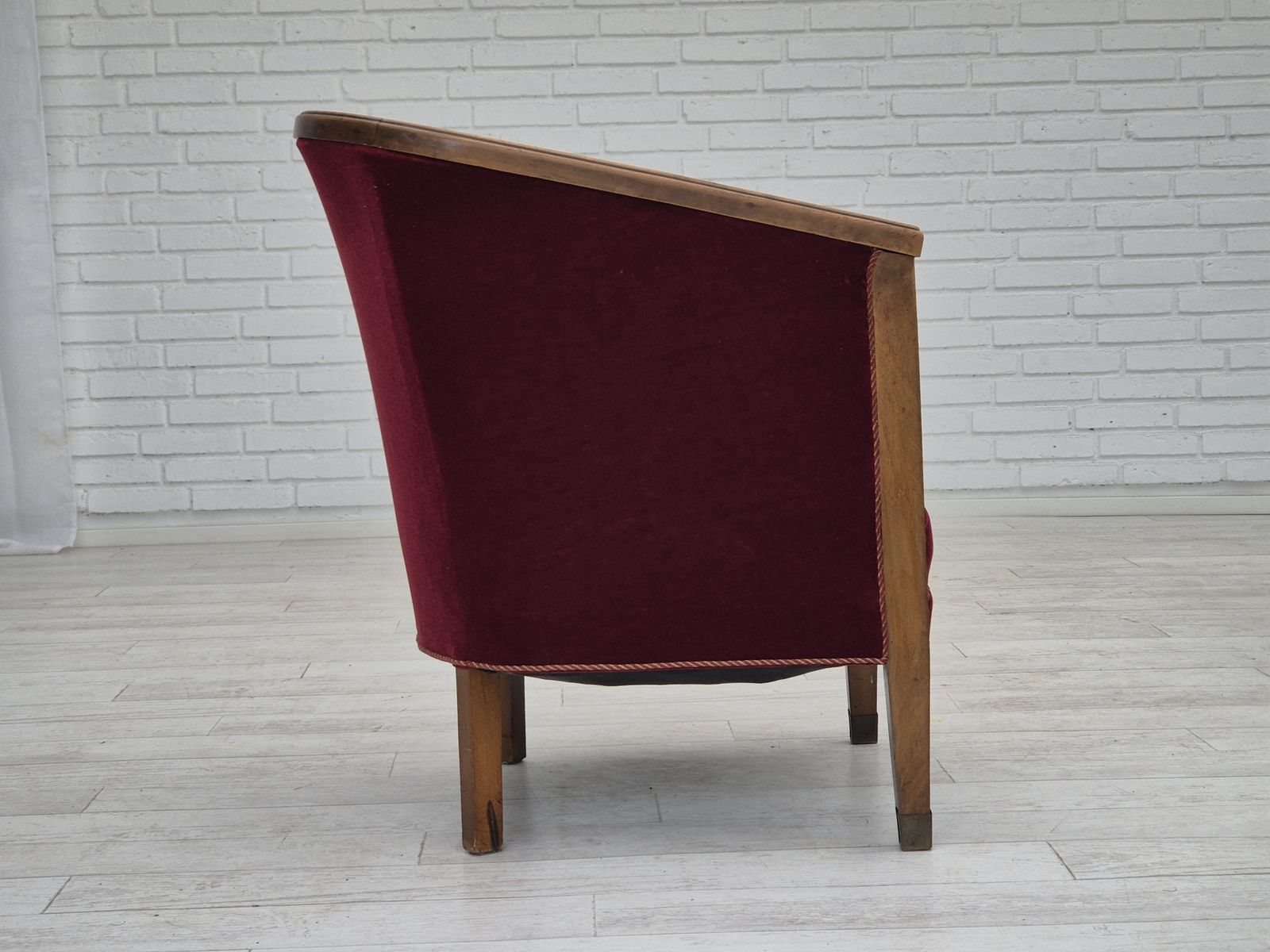 1950s, Danish Armchair, Original Condition, Furniture Velour, Beech Wood. photo buy