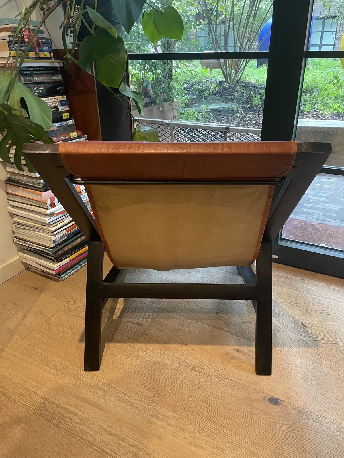 Mid Century Style Pair Of Iron & Leather Lounge Chairs photo 550.0
