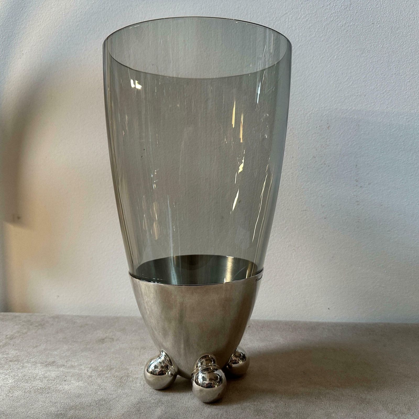 1990s Space Age Silver Plated Atomes Vase By Richard Hutten For Christofle photo for sale