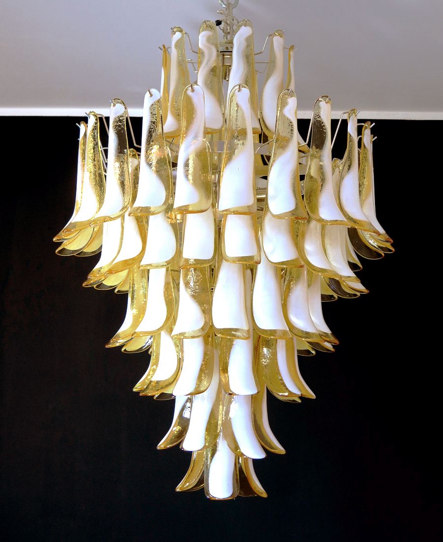 Chandelier Mazzega Murano, Italy    85 Caramel Lattimo Glass Petals photo 2250.0