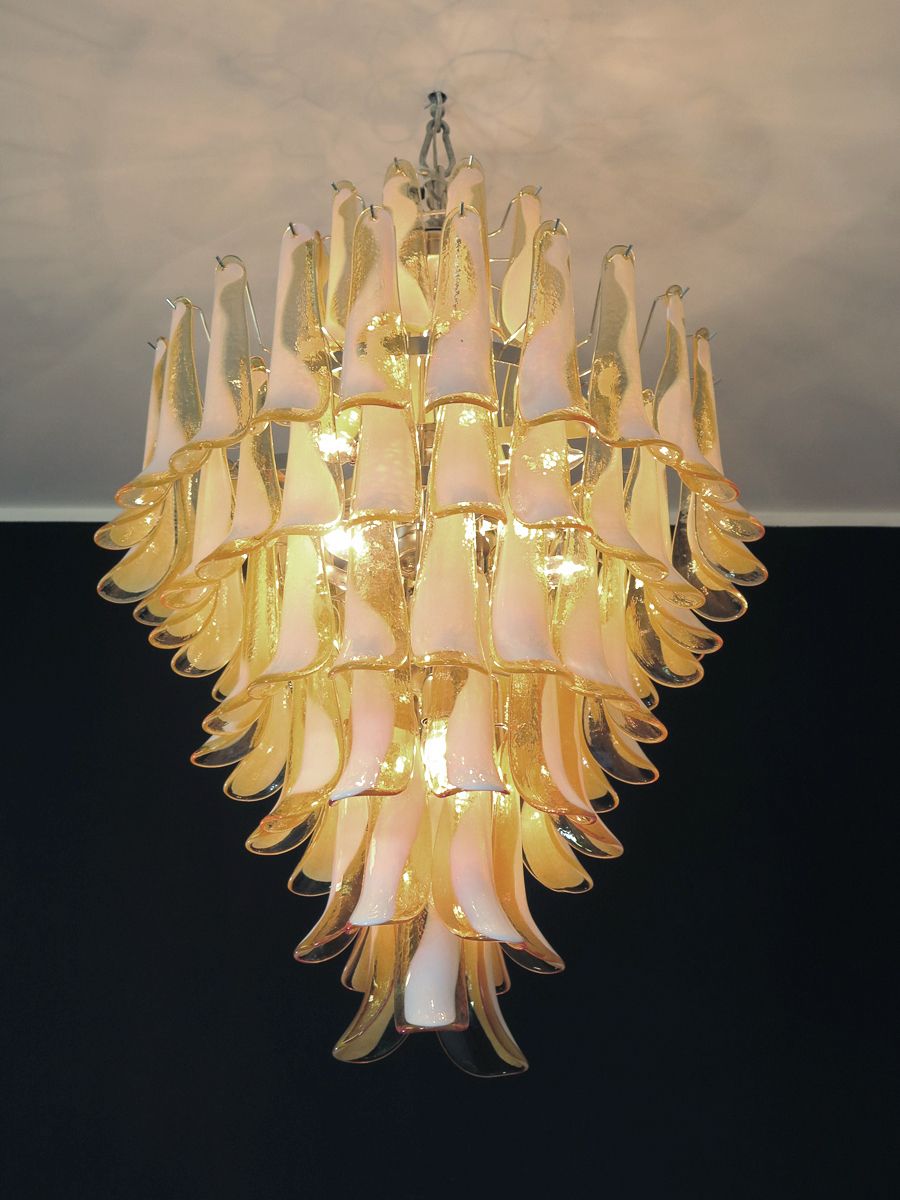 2250.0 Chandelier Mazzega Murano, Italy    85 Caramel Lattimo Glass Petals photo