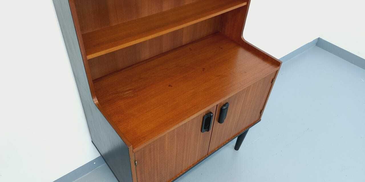 Bibliothèque scandinave en teck et bois laqué noir photo vintage