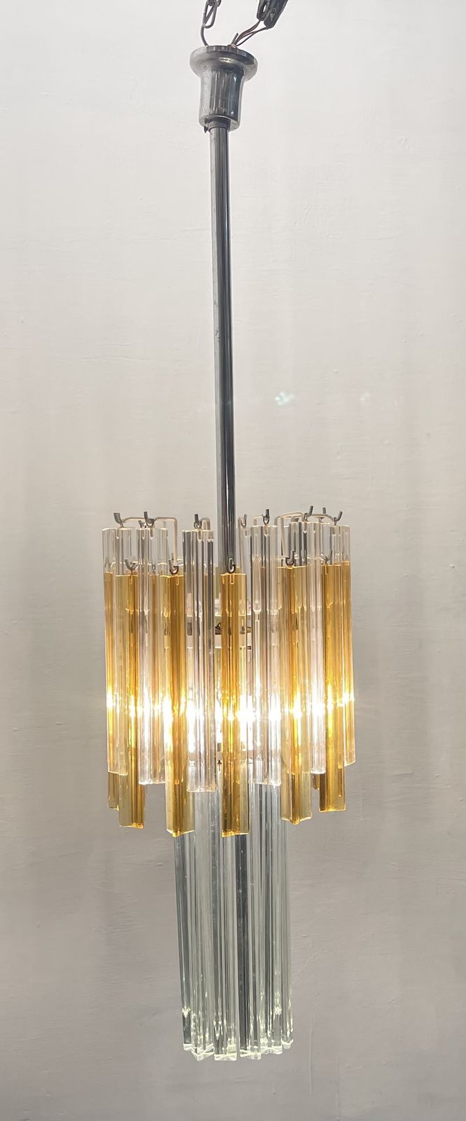 Lighting Murano Glass Trilobi Chandelier By Venini 1970’s photo