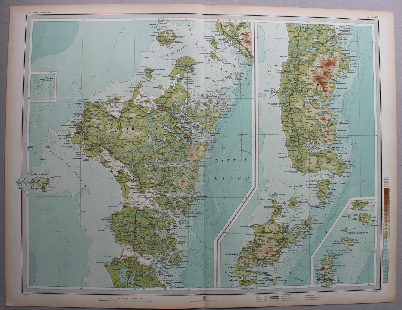 Large 1910 Map Of North And South Uist