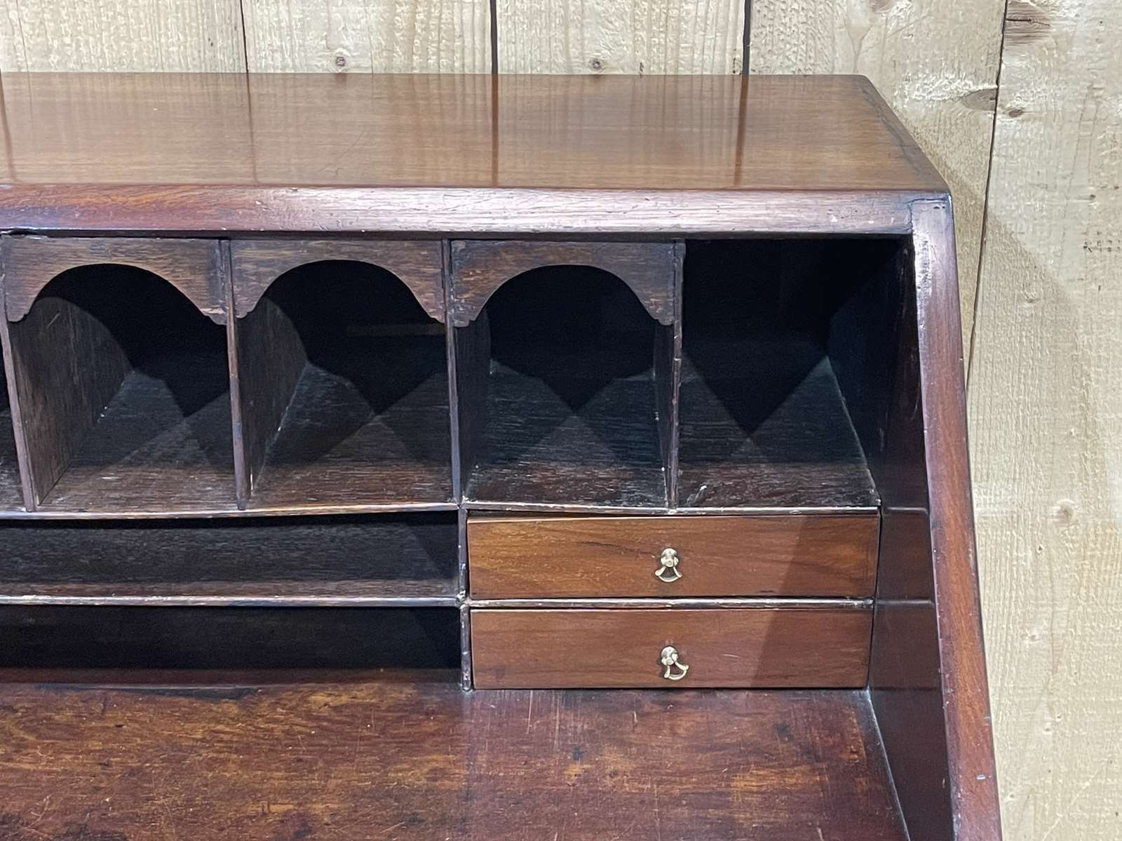 19th Century Georgian English Donkey Back Secretary In Mahogany And Oak photo Furniture