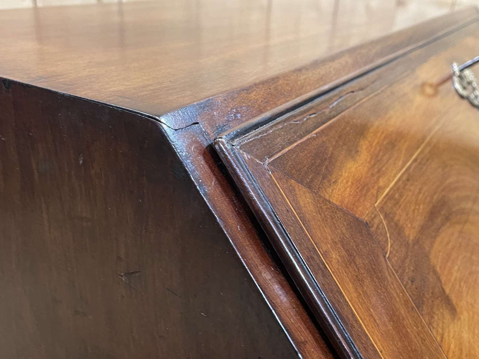 1760.0 19th Century Georgian English Donkey Back Secretary In Mahogany And Oak photo