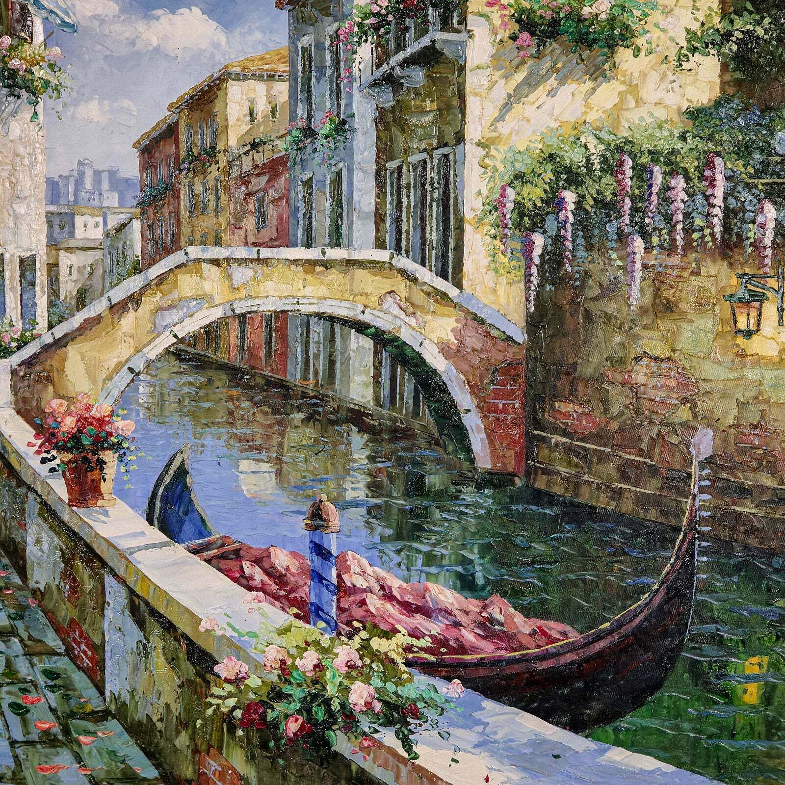 Large Vintage Oil On Canvas, Venice, Passage To San Marco, Painting, Framed Art photo Art