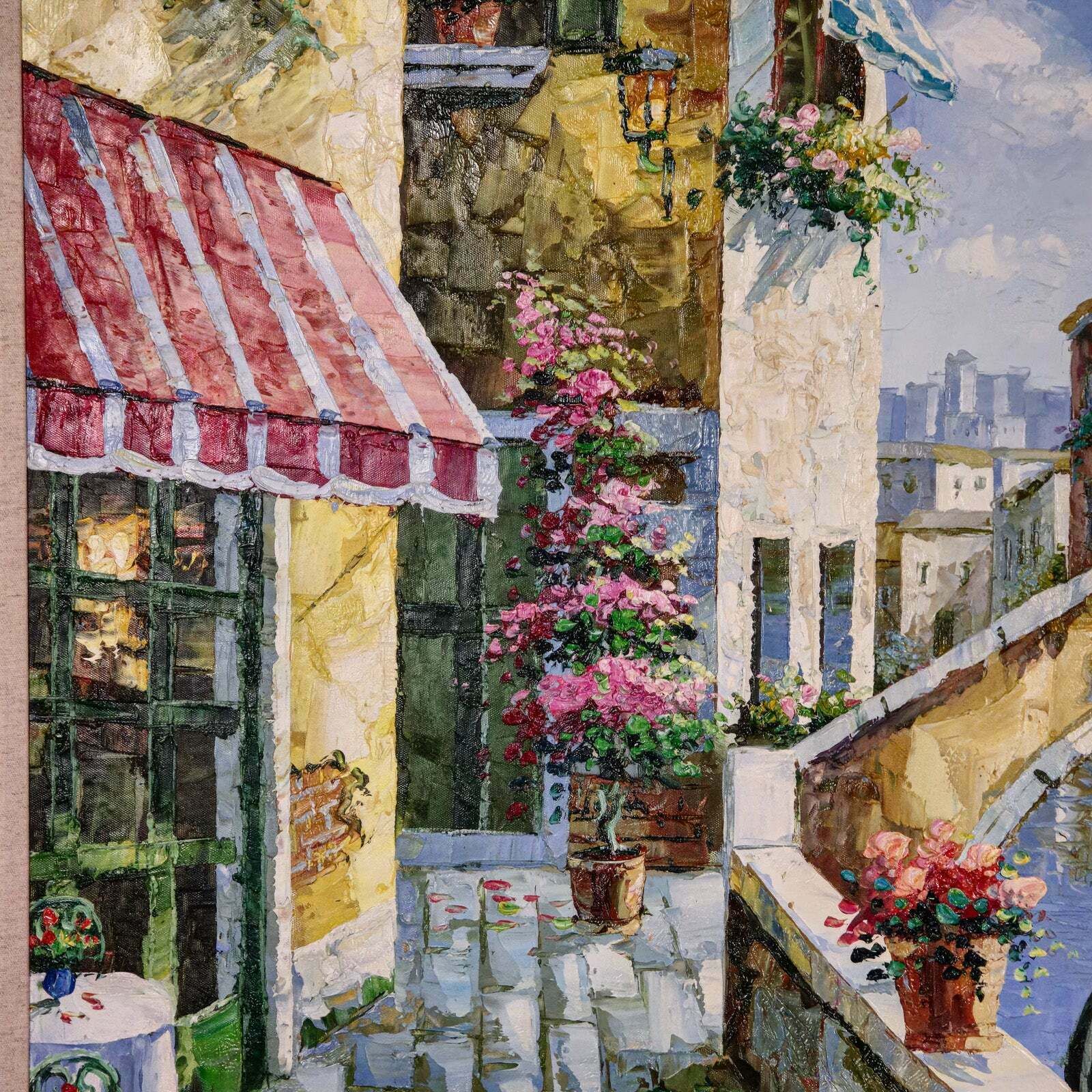 Large Vintage Oil On Canvas, Venice, Passage To San Marco, Painting, Framed Art photo 1495.0