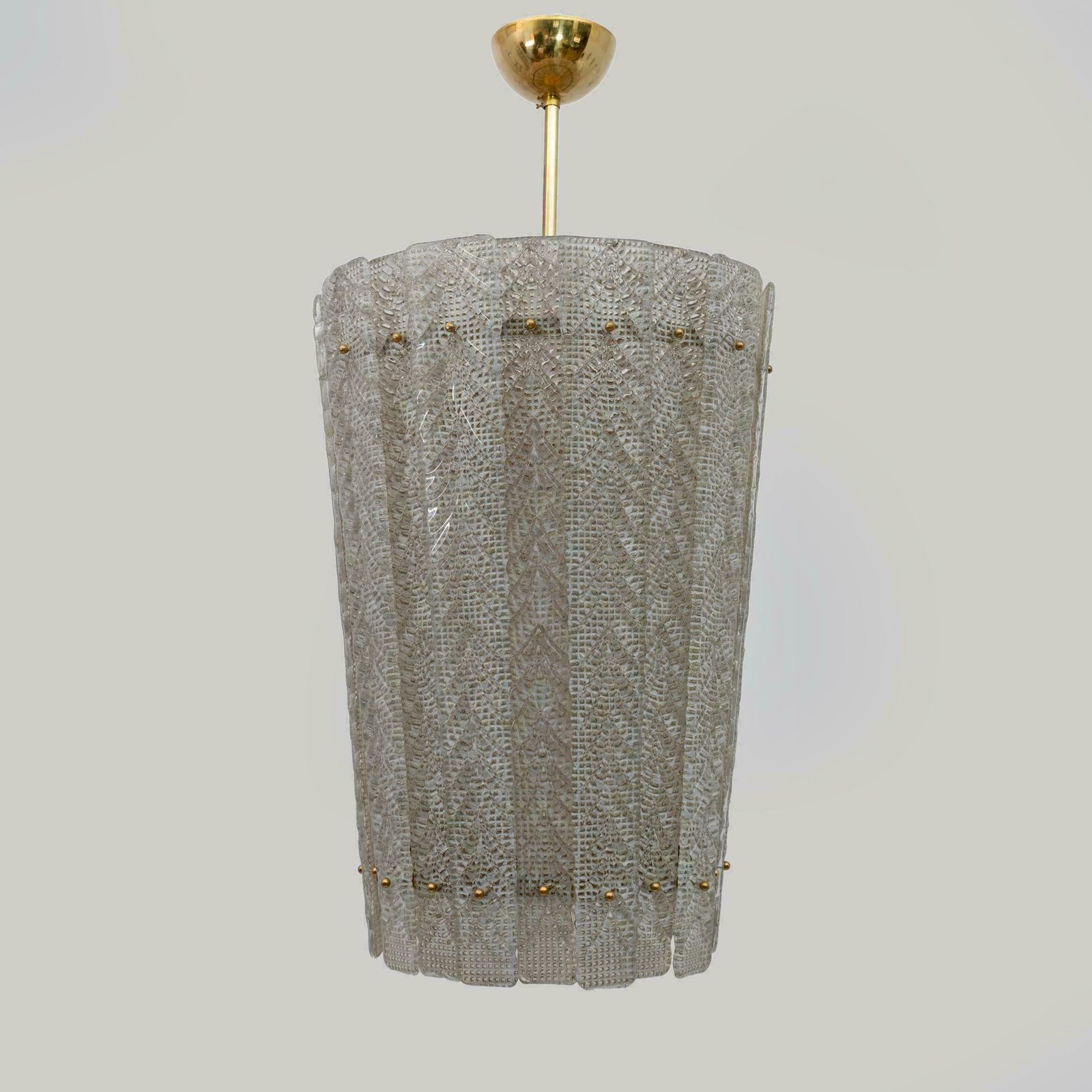 Barovier & Toso Art Dèco Style Brass Murano Glass Lantern Chandelier photo furniture