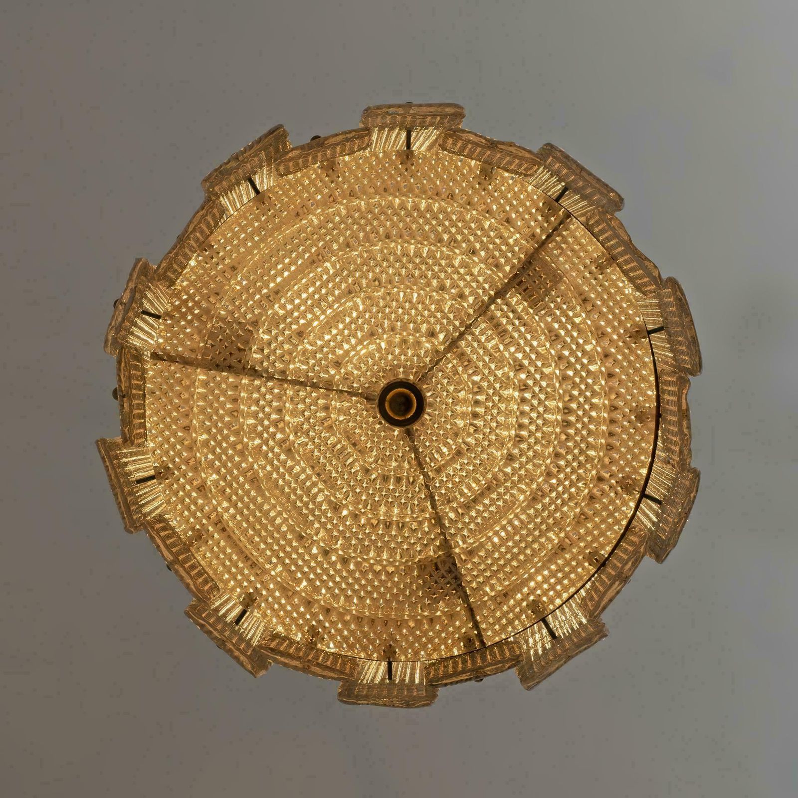Barovier & Toso Art Dèco Style Brass Murano Glass Lantern Chandelier photo vinterior
