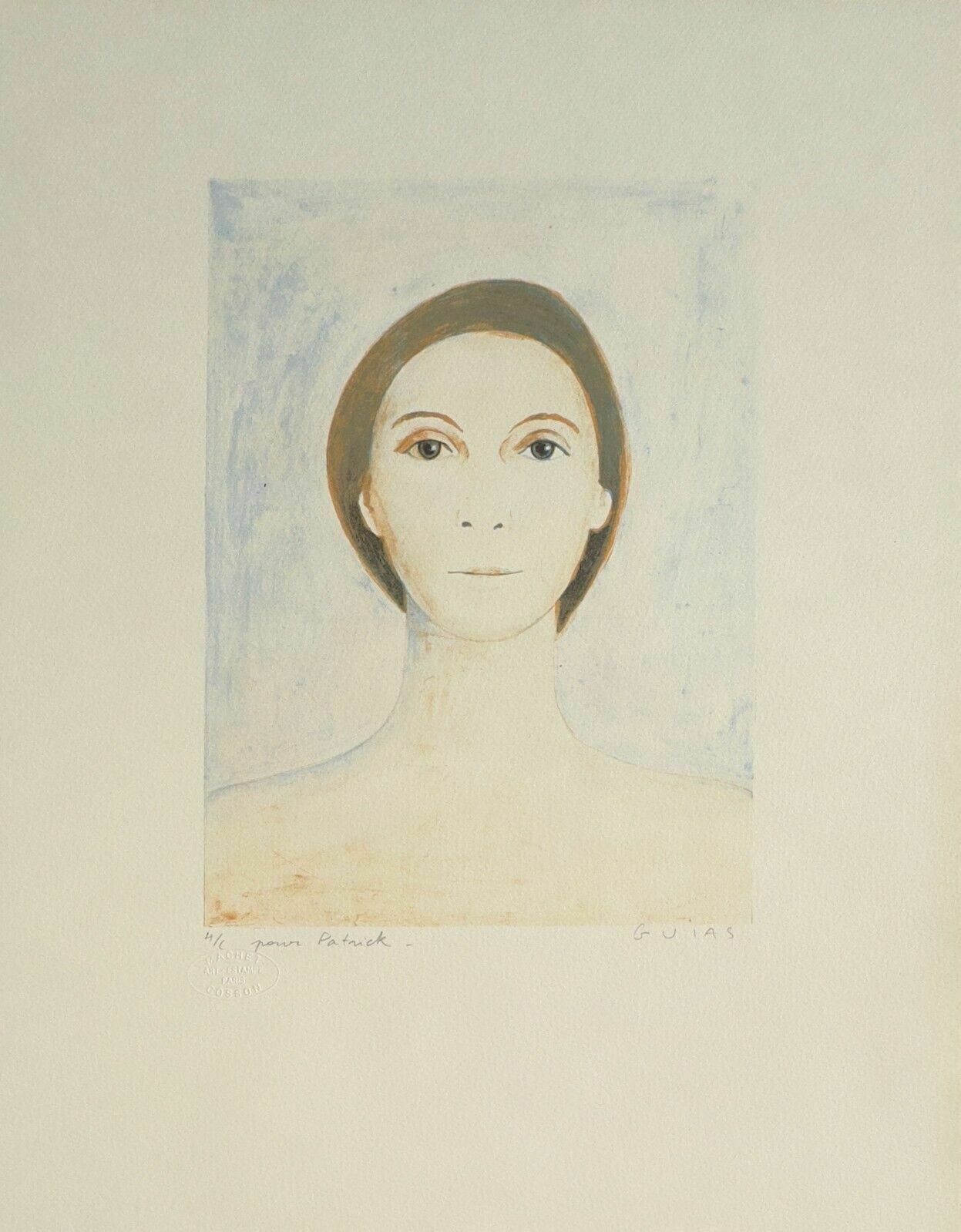 Gilles Guias   Original Signed Lithograph Portrait Of A Woman Woman Portrait