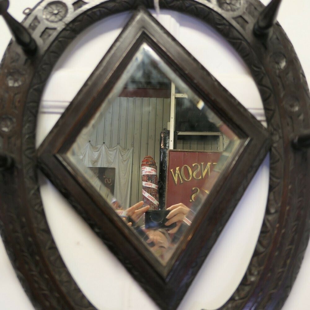 Gothic Horseshoe Coat And Tack Rack With Mirror photo furniture