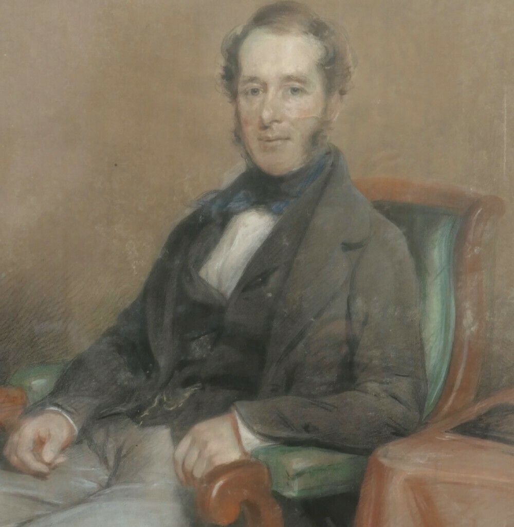 Portrait Of A Gentleman In Pastel And Charcoal By Thomas Price Downes photo for sale