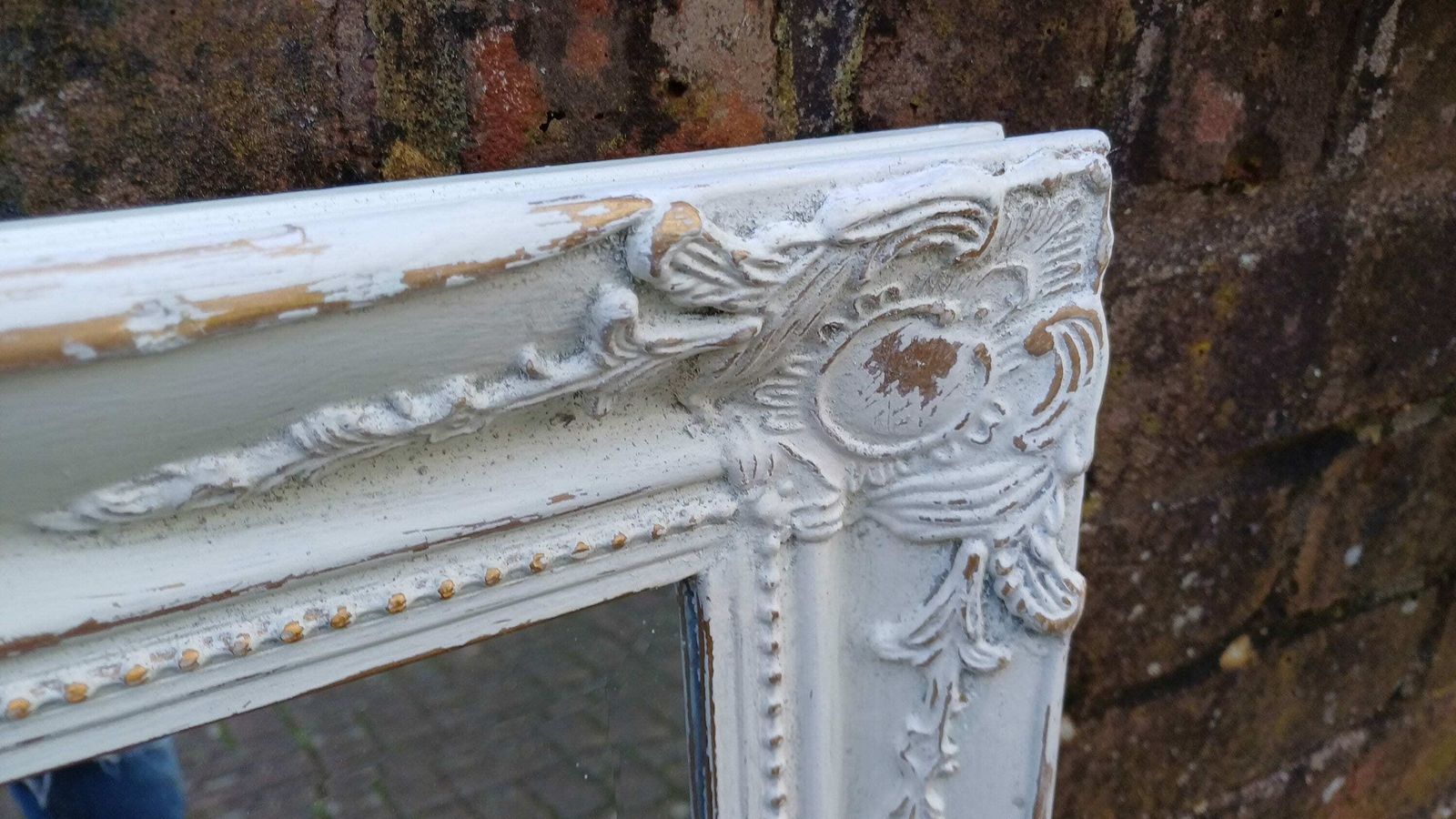 Large Bespoke Painted Shabby Chic Wall Mirror In Farrow And Ball With Gold Decoration photo buy