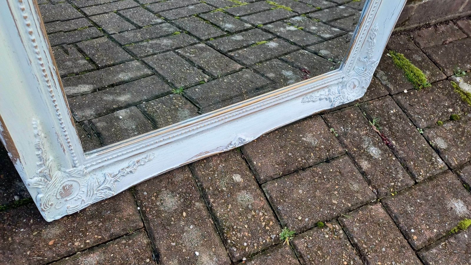photo furniture Large Bespoke Painted Shabby Chic Wall Mirror In Farrow And Ball With Gold Decoration
