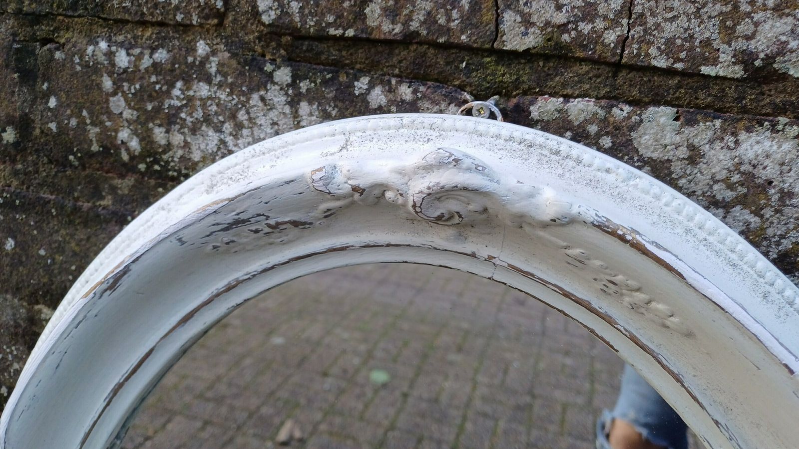Large Bespoke Painted Oval Shabby Chic Wall Mirror In Farrow And Ball With Gold Decoration. photo Home Decor
