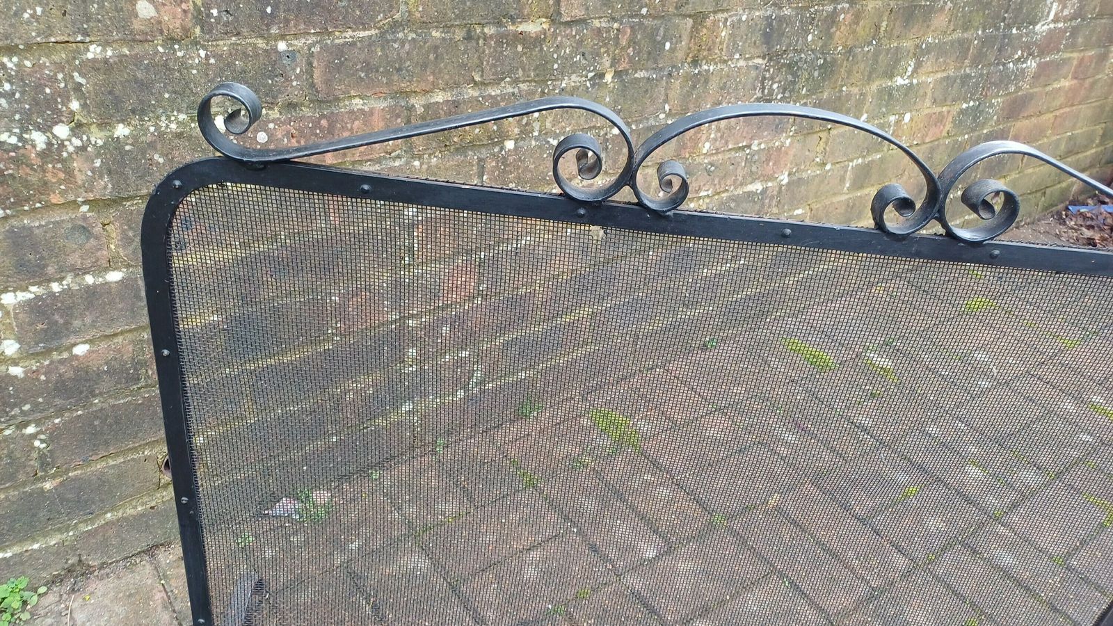 Large Vintage Iron And Metal Fire Screen Fire Guard 70s photo vinterior