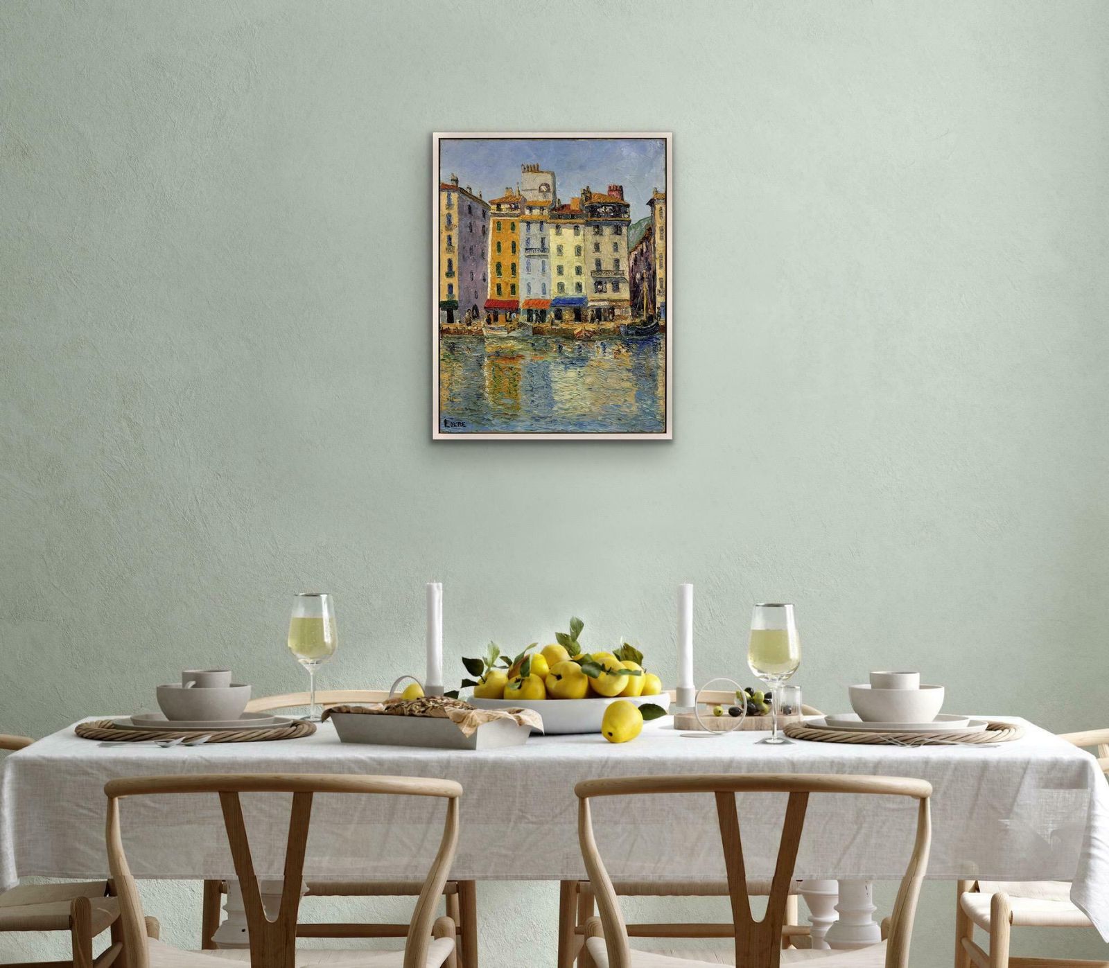Lokre. 20ème Siècle. French. Toulon, Le Port, La Vieille Darse, May 1939. Quai Cronstadt. Riviera. Provence Alpes Cote D'azur. Framed Oil Painting. photo vintage