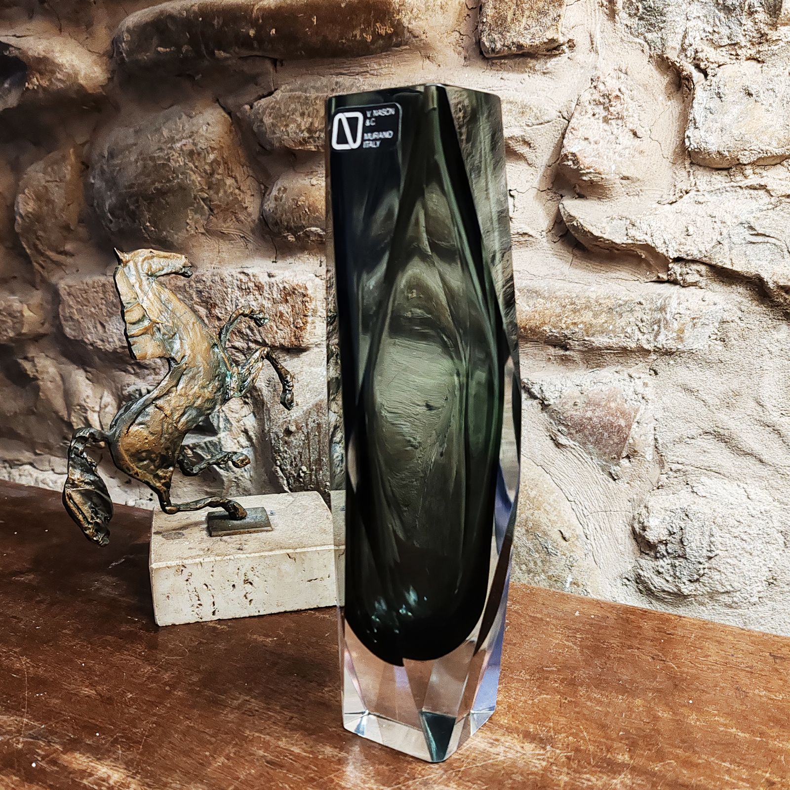 Vintage Multifaceted Vase In Murano Glass By Nason   1960s photo for sale