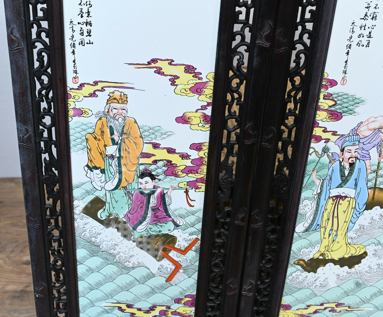 Set Chinese Porcelain Plaques Painted Screens Famille Rose photo Home Decor