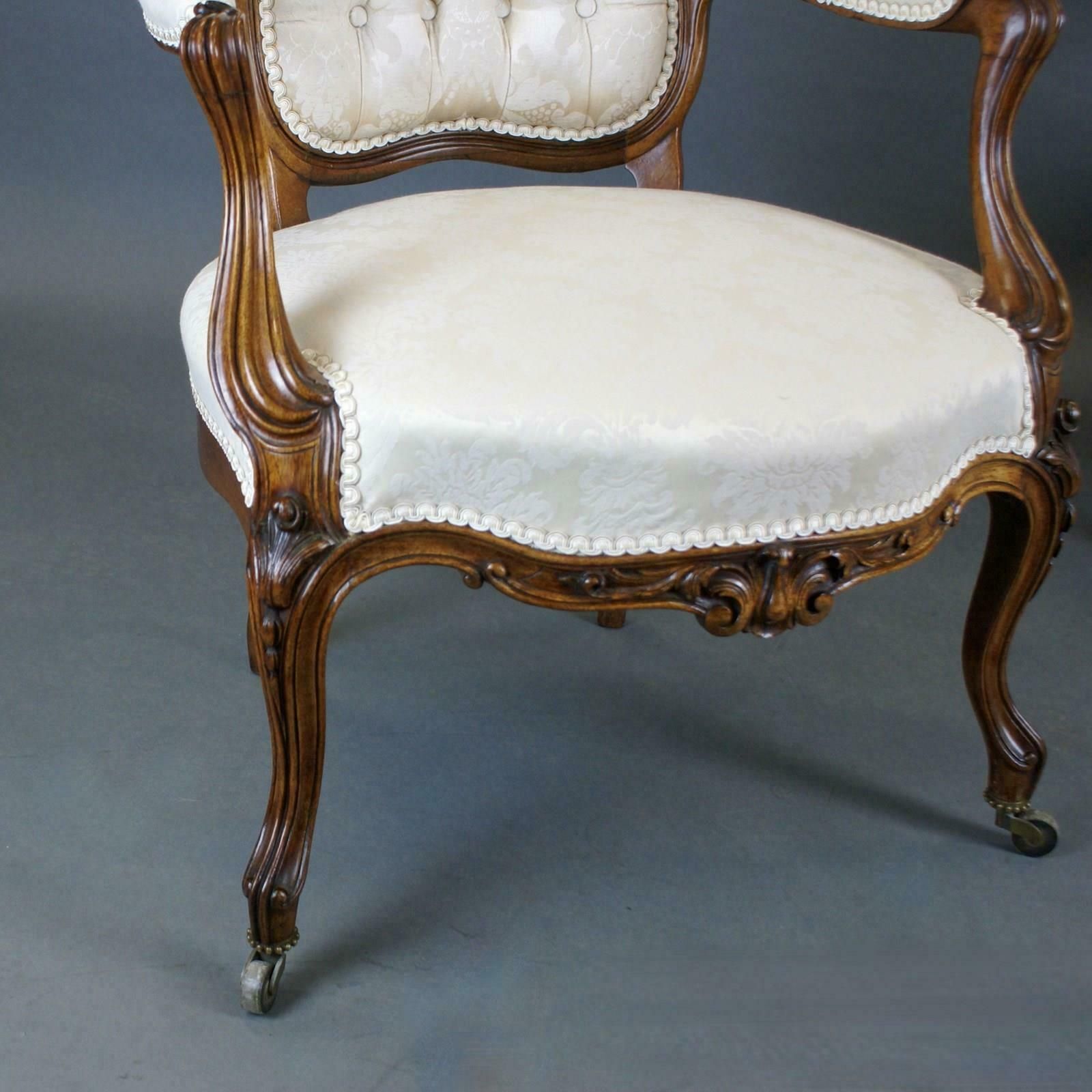 A Fine Pair Of Victorian Rosewood Arm Chairs photo Furniture