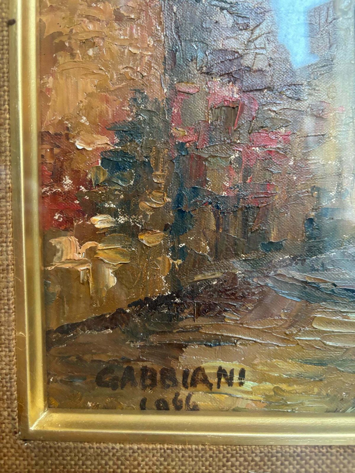 Oil Painting Of An Urban Landscape By Giacomo Gabbiani From The 1950s photo Art