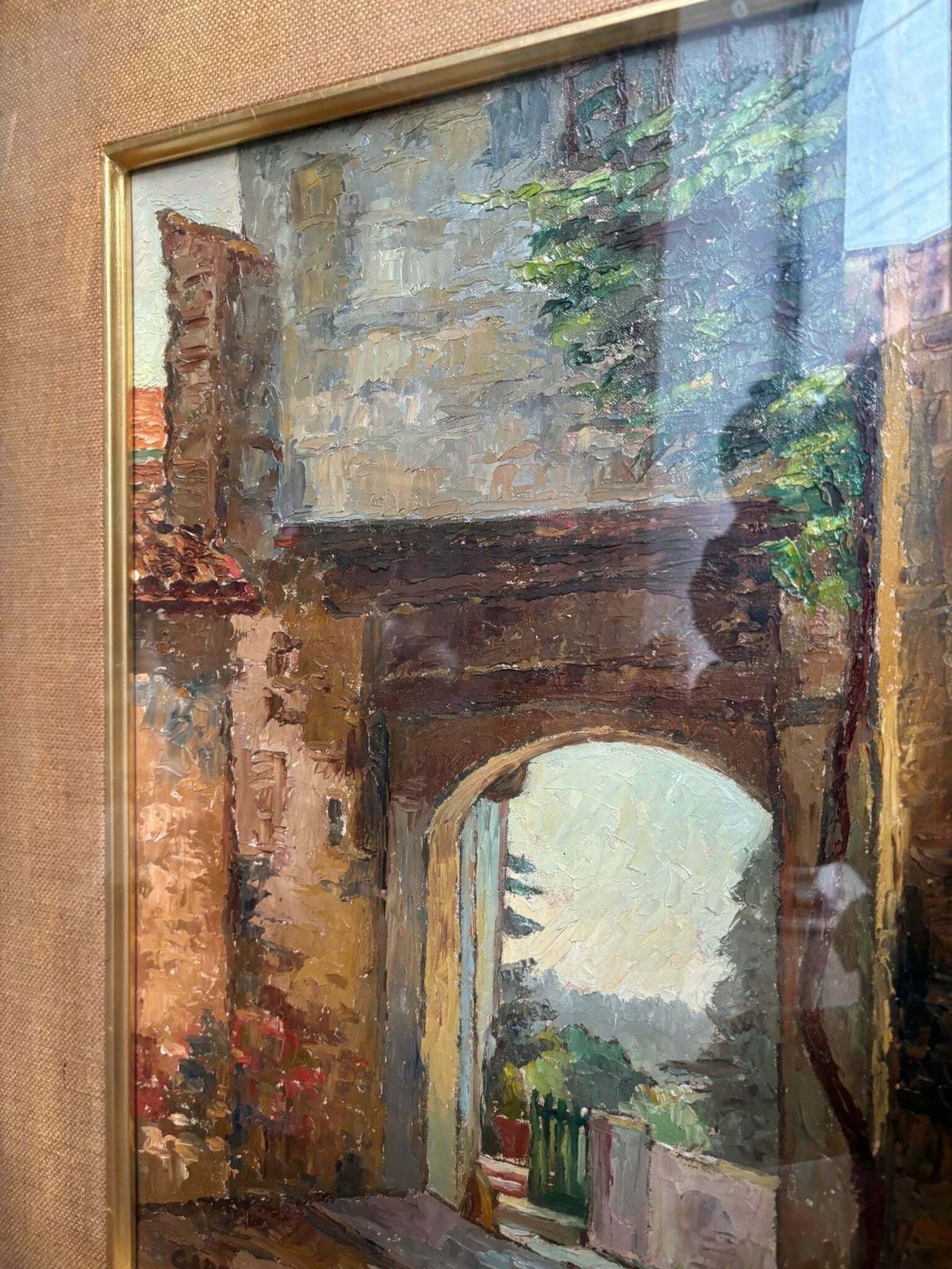 Oil Painting Of An Urban Landscape By Giacomo Gabbiani From The 1950s photo 295.0