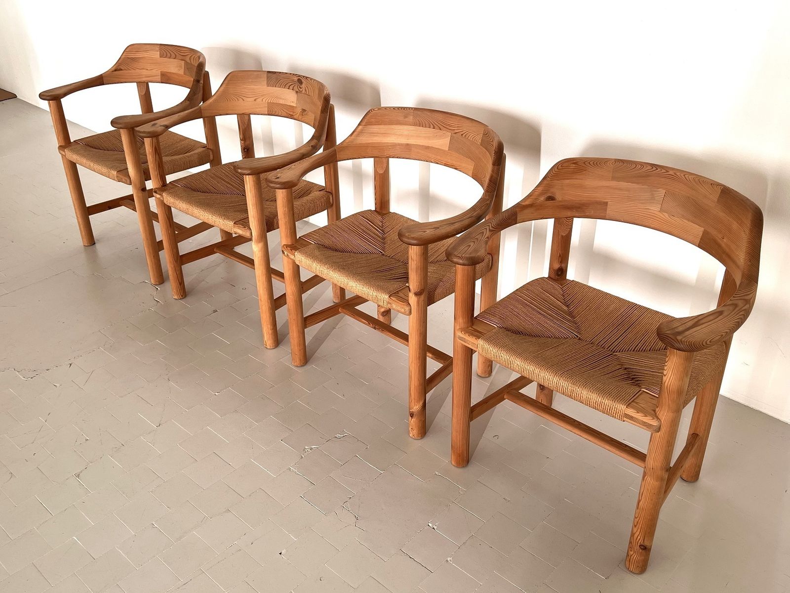 Rainer Daumiller Dining Chairs In Pine And Paper Cord, 1970s photo Furniture