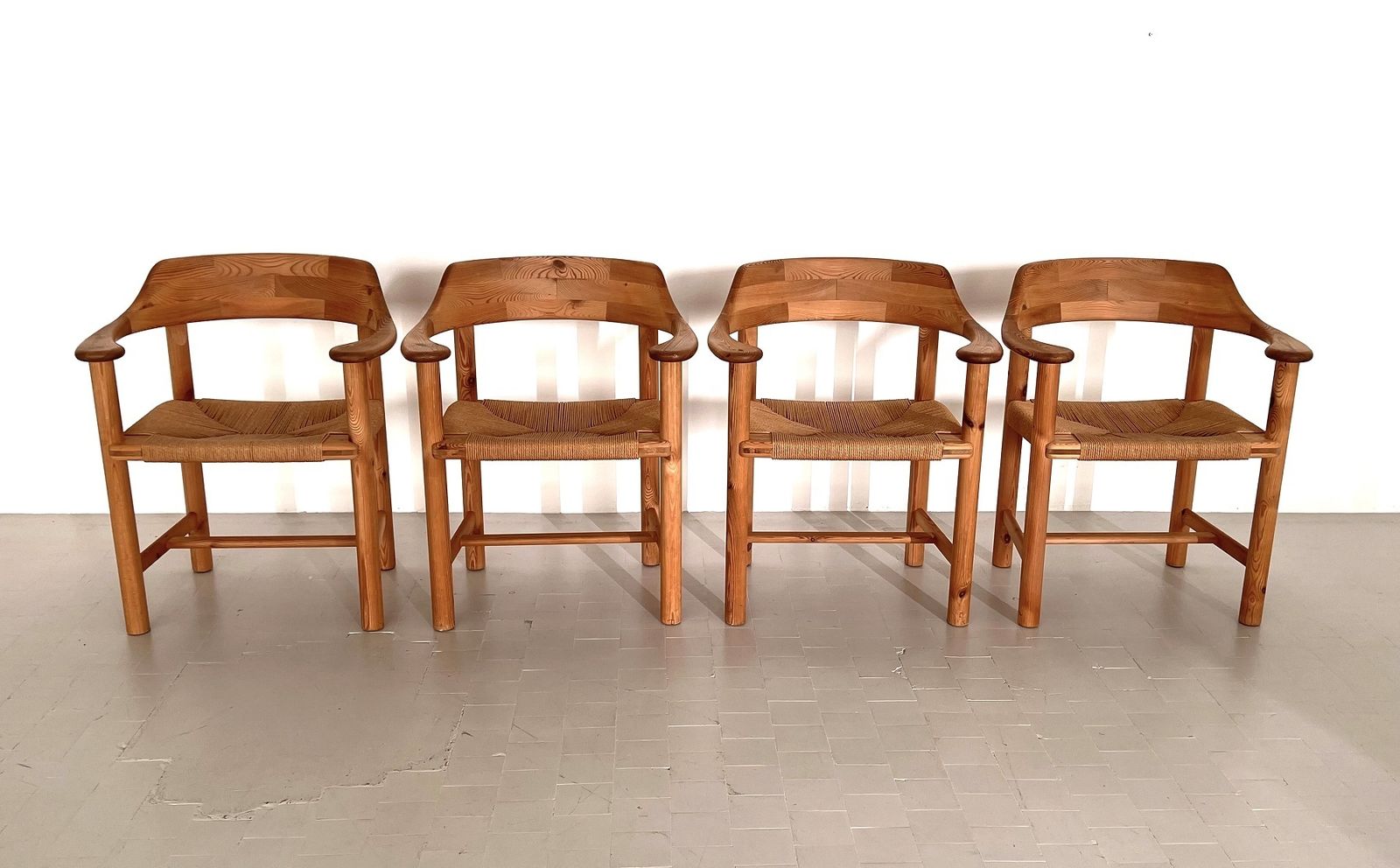 Rainer Daumiller Dining Chairs In Pine And Paper Cord, 1970s photo 3350.0
