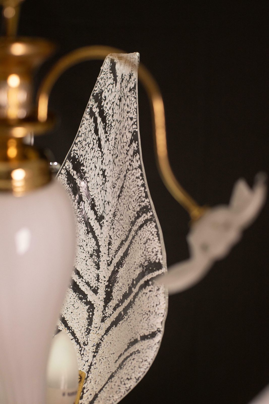 Lighting Elegant Murano Chandelier With White Flowers And Leaves, 1970 photo