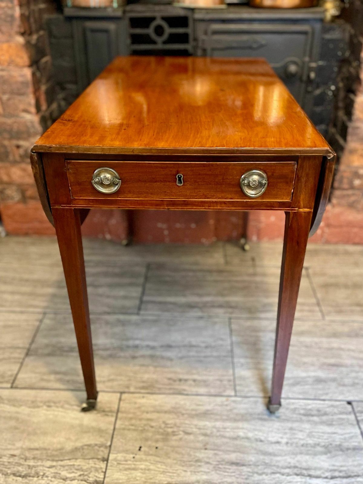 Antique George III Mahogany Inlaid Pembroke Table photo furniture