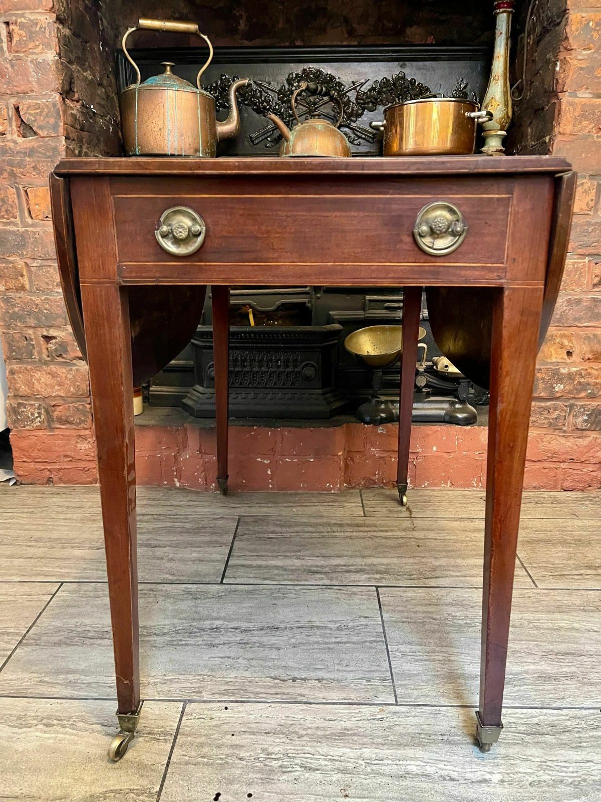 Antique George III Mahogany Inlaid Pembroke Table photo vinterior