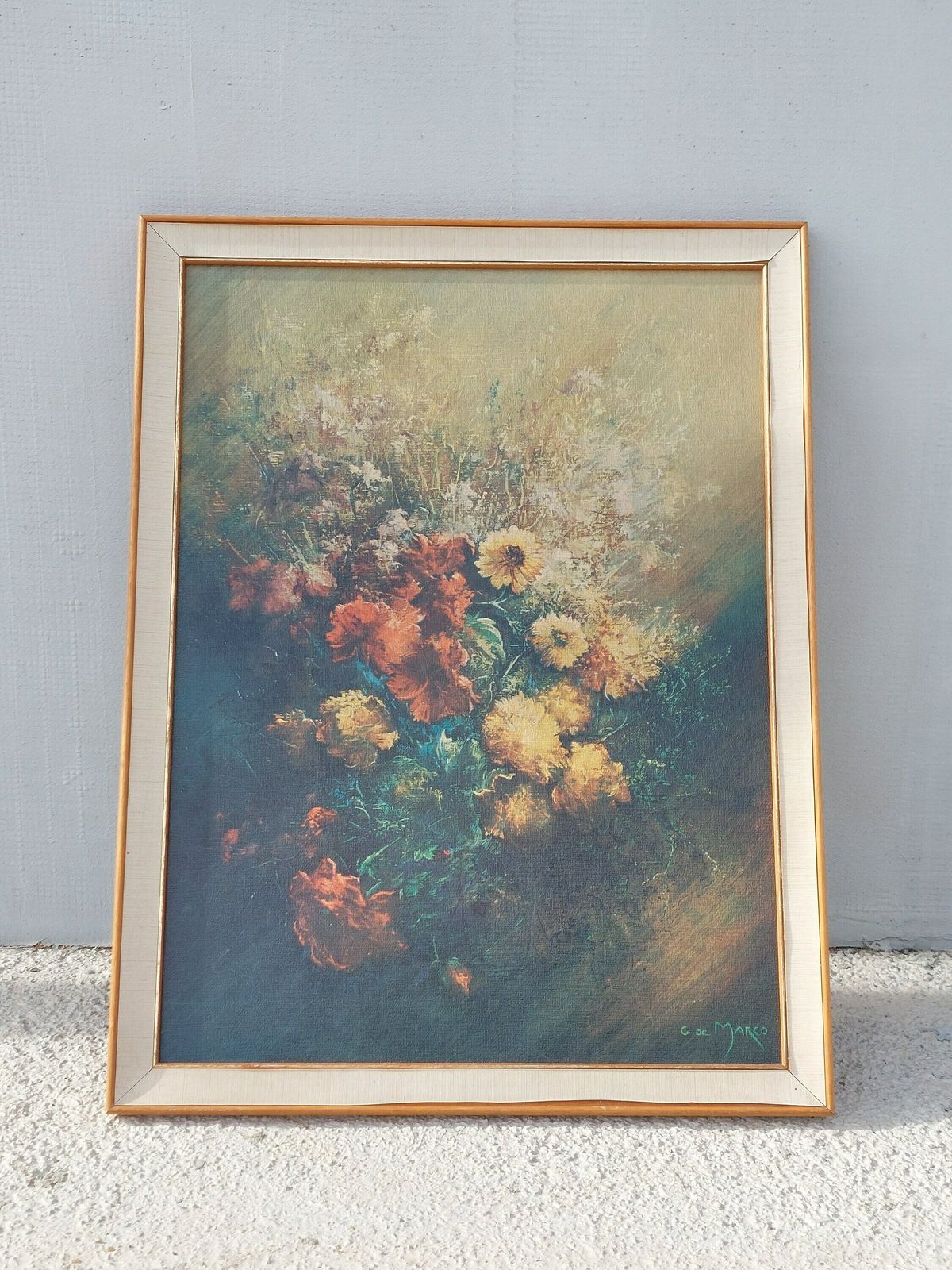 Print "Summer Bouquet" / Framed Print/ Summer Bouquet / By J De Marco / Mcm Print/ Wall Decor / Mcm Framed Print / Vintage Wall Decor / 80's photo vinterior