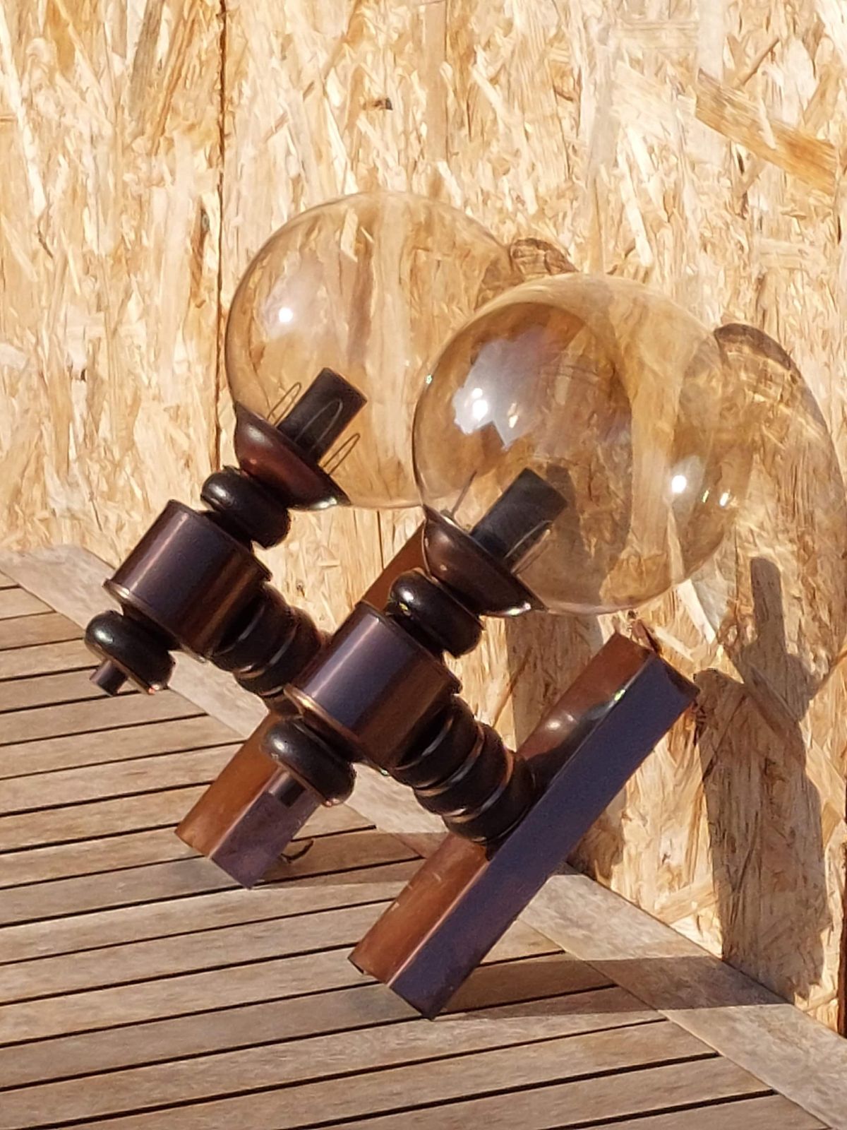 Vintage Wall Lamps / Pair / Mcm Wall Lamps /Retro Wall Lamps / Retro Home / Mcm Home / Smoked Glass And Cooper Wall Lamps / Germany / 80's photo buy