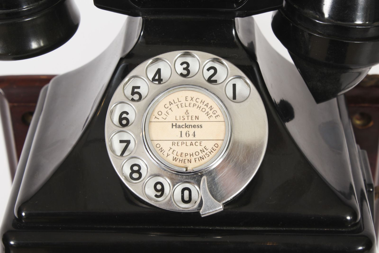 Black Bakelite  Rotary Wall Cradle Telephone & Dictograph C1940s Mid Century photo Home Decor