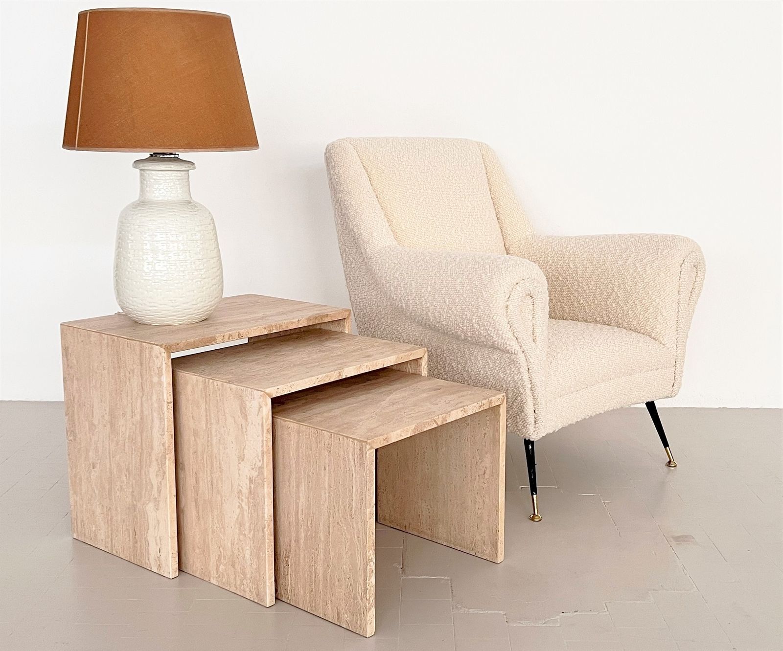 Italian Midcentury Travertine Nesting Coffee Tables From The 1970s, Set Of Three photo vinterior