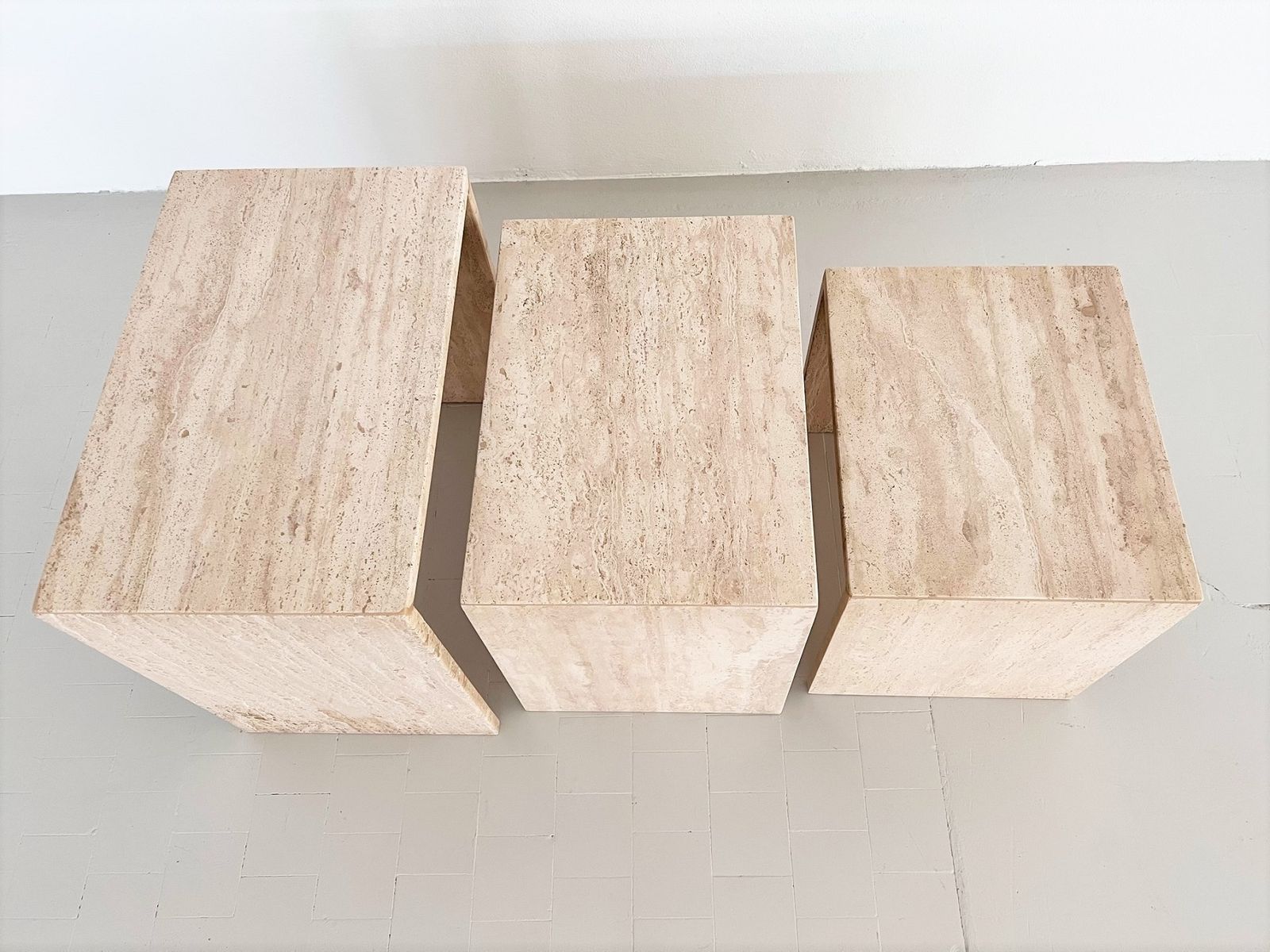 1100.0 Italian Midcentury Travertine Nesting Coffee Tables From The 1970s, Set Of Three photo
