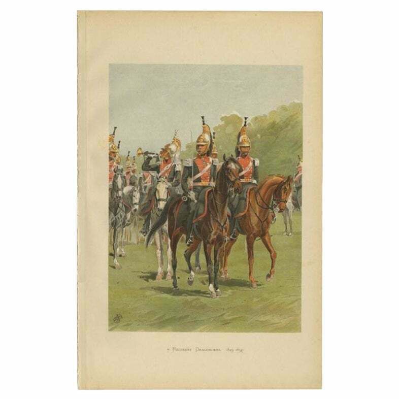 Antique Print Of A Dutch Regiment Dragonders 1849 1854, Published In 1900