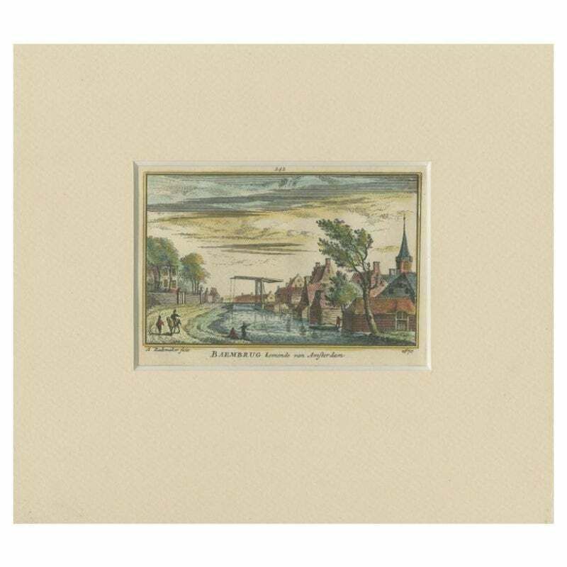 Antique Print Of The Village Of Baambrugge In The Netherlands, C.1730
