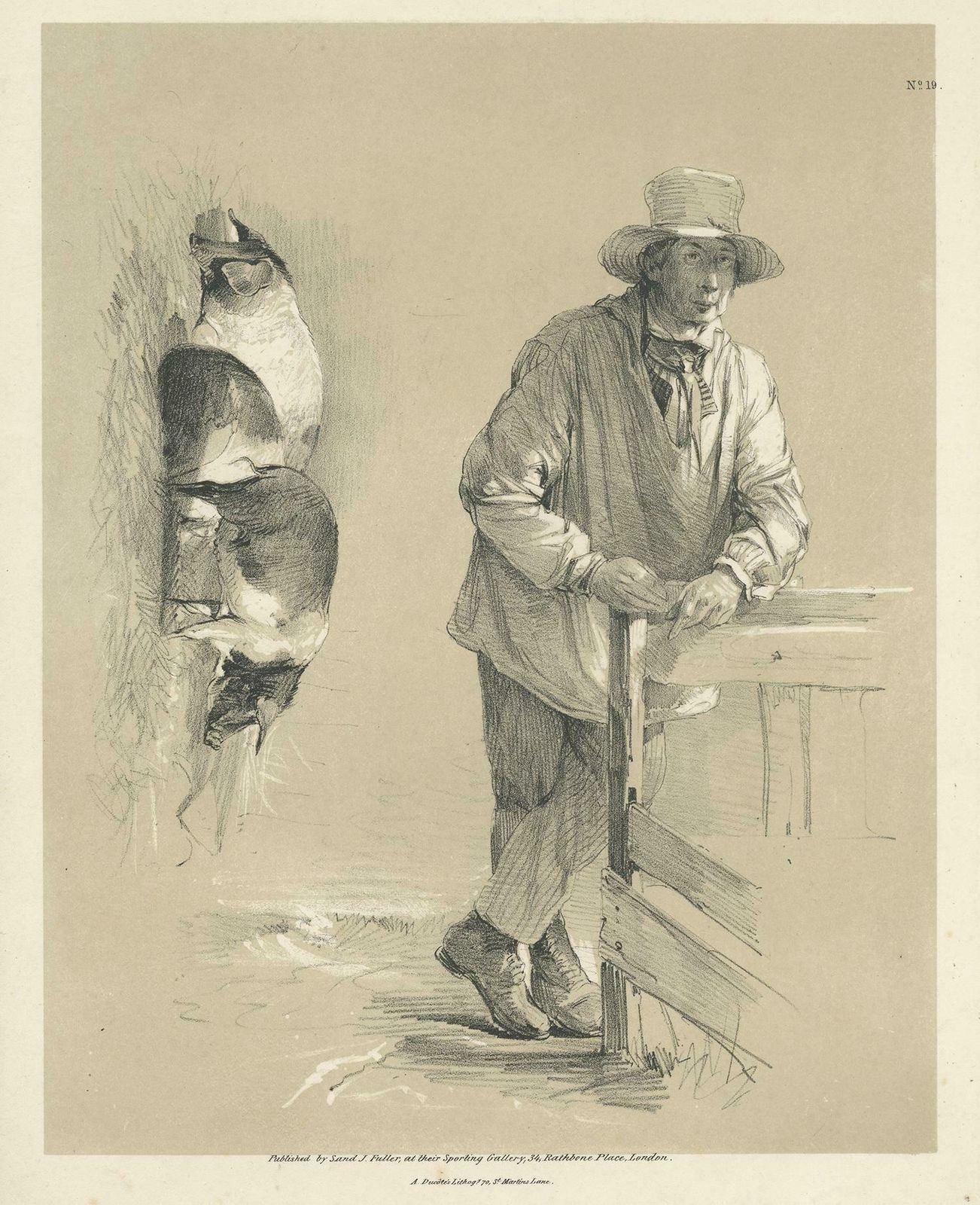 Original Antique Print Of Pigs And A Farmer By Ducôte 'Circa 1840' photo furniture
