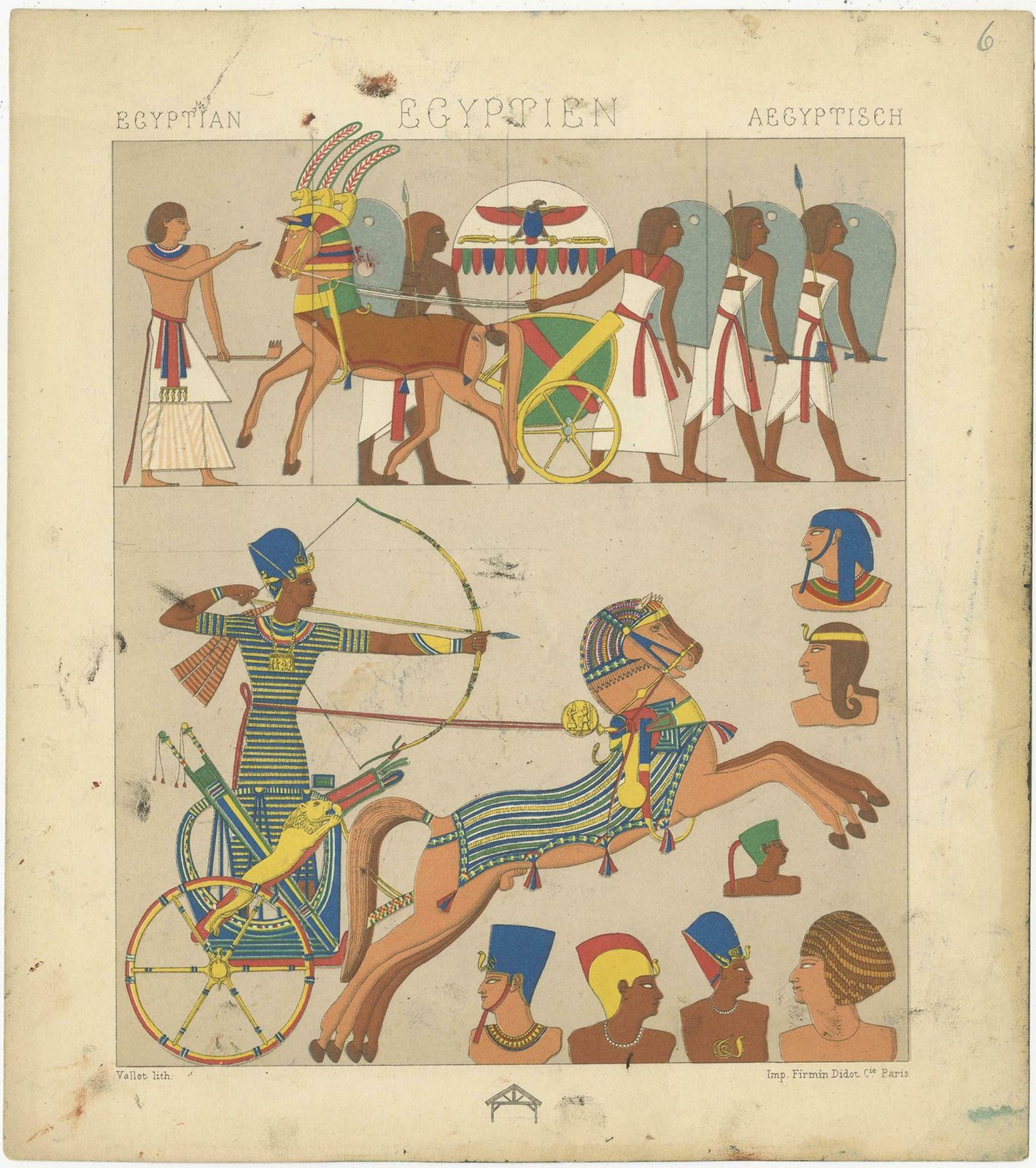 Pl. 6 Antique Print Of Egyptian Outfits By Racinet, 'Circa 1880' photo furniture