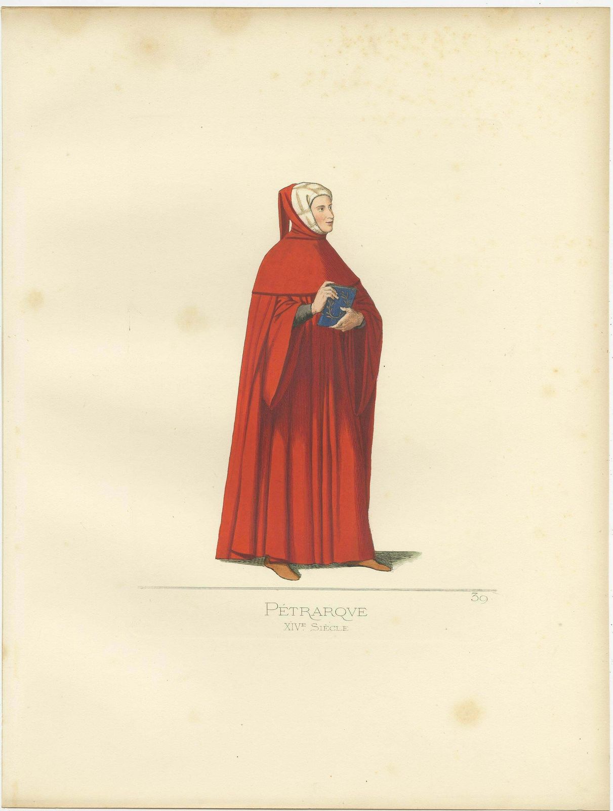 Antique Print Of Francesco Petrarca By Bonnard, 1860 photo furniture