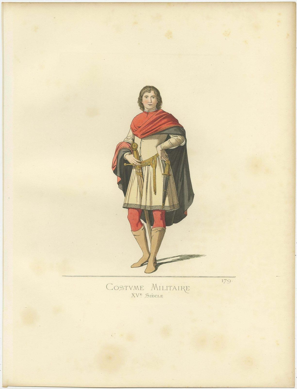 Antique Print Of A Military Costume, 15th Century By Bonnard, 1860 photo Art